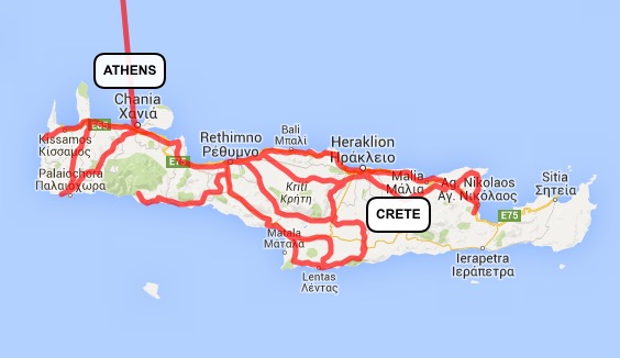Map of Crete rides