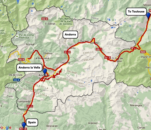 Roads taken in Andorra
