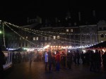 People enjoying Mulled wine, food and vodkas before the fire works