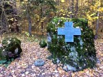 Memorial to Polish sappers who cleared land mines - see mines on the ground and on rock